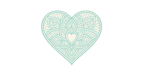 Illustration eines Herzens mit Mandala-Muster auf dunkelblauem Grund